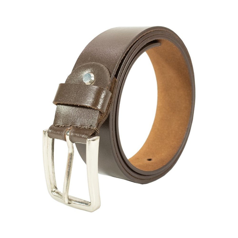 Men Genuien Leather Casual Jeans Belt wirh Heavy Silver Buckle - Picture 5 of 7